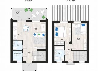 Продается 1-комнатная квартира, 71.1 м2, посёлок Октябрьский, КП Грин Парк Заречный, 20