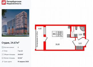 Продаю квартиру студию, 24.7 м2, Ленинградская область