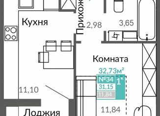 Продам 1-ком. квартиру, 31.2 м2, Симферополь, Киевский район