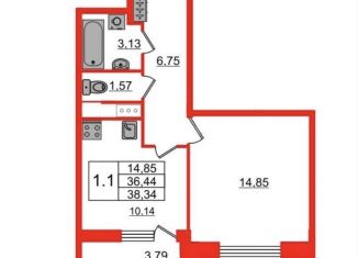 Продается однокомнатная квартира, 35.9 м2, Санкт-Петербург, метро Новочеркасская, проспект Обуховской Обороны, 36