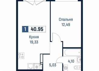 Продаю 1-комнатную квартиру, 41 м2, Мурино