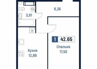 1-комнатная квартира на продажу, 42.7 м2, Мурино