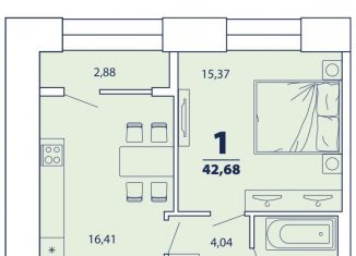 Продается 1-ком. квартира, 42.7 м2, Рязань