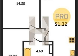 1-комнатная квартира на продажу, 51.3 м2, Воронеж, Левобережный район