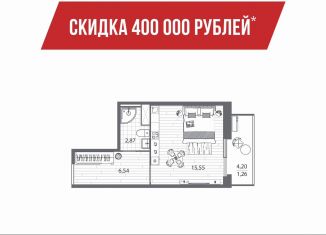 Продам квартиру студию, 25 м2, Санкт-Петербург, Приморский район, набережная реки Каменки, 13к3