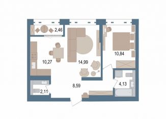 Продам двухкомнатную квартиру, 52.3 м2, Уфа, улица Пархоменко, 156Ж