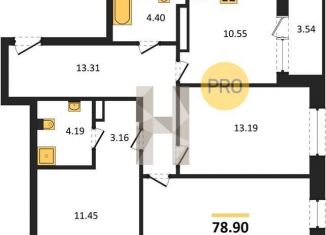 3-ком. квартира на продажу, 78.9 м2, Воронеж, Левобережный район