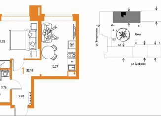 Однокомнатная квартира на продажу, 32.2 м2, Екатеринбург, Шефская улица, 28, метро Проспект Космонавтов