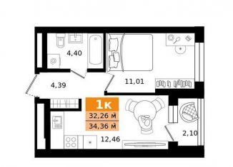 Продаю 1-комнатную квартиру, 34.4 м2, Екатеринбург