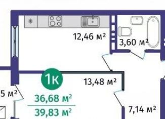 Продам 1-ком. квартиру, 40 м2, Тюмень, 2-я Луговая улица, 24к2, ЖК Салют