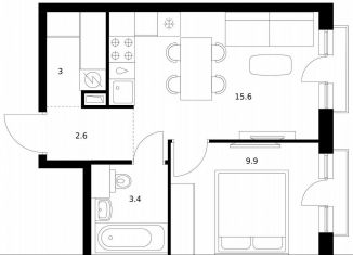 Продаю 1-комнатную квартиру, 34.5 м2, Москва, метро Кунцевская, улица Ивана Франко, 20к3