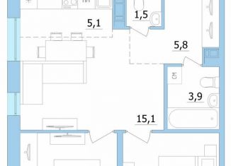 Трехкомнатная квартира на продажу, 51.5 м2, Карелия, переулок Лермонтова