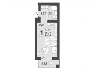 Продаю 1-комнатную квартиру, 30.4 м2, Брянск