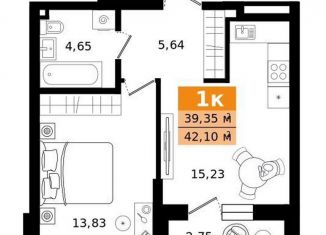 Однокомнатная квартира на продажу, 42.1 м2, Екатеринбург, метро Ботаническая