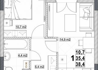 Продаю однокомнатную квартиру, 38.4 м2, Нижний Новгород