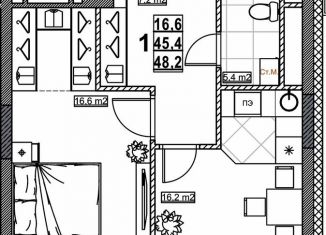 Продам 1-ком. квартиру, 48.2 м2, Нижний Новгород