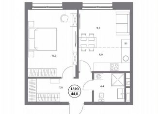 Продается однокомнатная квартира, 44 м2, Москва, ЮВАО