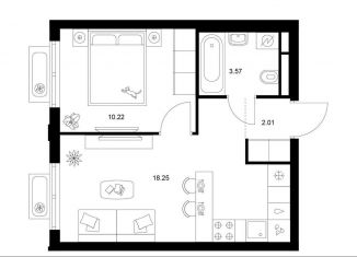 1-комнатная квартира на продажу, 34.1 м2, деревня Глухово, Советская улица, 13Бс2