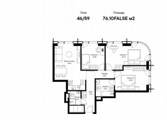 Продам трехкомнатную квартиру, 76.1 м2, Москва, квартал Клифф 5, 1, станция Трикотажная