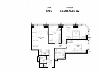 3-ком. квартира на продажу, 88.2 м2, Москва, квартал Клифф 5, 1, станция Трикотажная