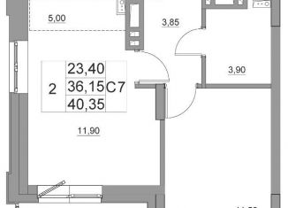 Продам 2-комнатную квартиру, 40.4 м2, Красноярск, Октябрьский район