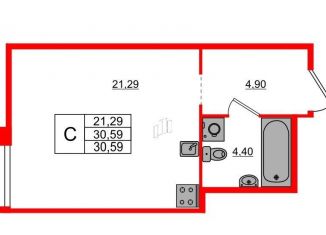Квартира на продажу студия, 30.6 м2, Санкт-Петербург, Пионерская улица, 53Ф, Петроградский район
