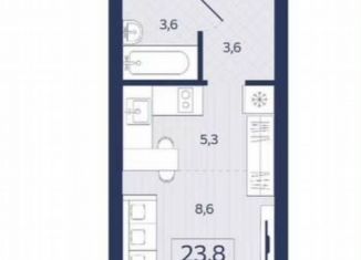 Продается квартира студия, 23.8 м2, Благовещенск, ЖК Чайка, улица Чайковского, 100/3