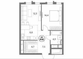 Продам 1-ком. квартиру, 49.8 м2, Москва, метро Электрозаводская, улица Фридриха Энгельса, 58с3