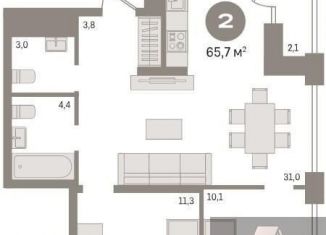 2-ком. квартира на продажу, 65.7 м2, Новосибирск, метро Гагаринская