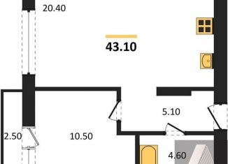 Продажа однокомнатной квартиры, 43.1 м2, Новосибирск, метро Заельцовская, улица Аэропорт, 88