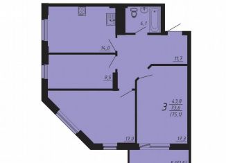 Продам 3-ком. квартиру, 75.1 м2, Челябинская область, улица Университетская Набережная, 49
