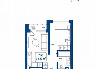 Продается 1-комнатная квартира, 34.8 м2, деревня Дударева, улица Сергея Джанбровского, 25