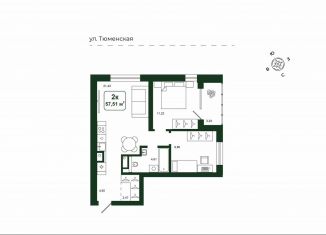 Продам 2-комнатную квартиру, 57.5 м2, деревня Дударева, улица Сергея Джанбровского, 25