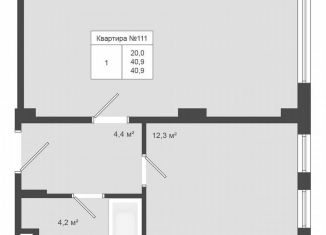 Продажа однокомнатной квартиры, 40.9 м2, деревня Яковлево