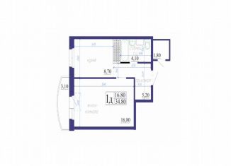 Продажа 1-комнатной квартиры, 34.8 м2, Тюмень