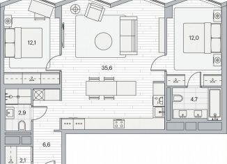 Продается 2-ком. квартира, 75.6 м2, Москва, Береговой проезд, 2, ЖК Береговой-2