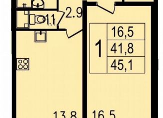 Сдается в аренду однокомнатная квартира, 41.8 м2, Санкт-Петербург, улица Даниила Хармса, 3к1, улица Даниила Хармса
