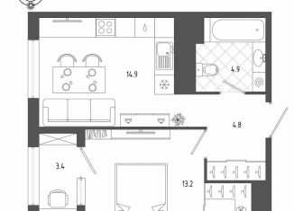 Продажа 1-комнатной квартиры, 41.1 м2, Санкт-Петербург, Измайловский бульвар, 11, метро Балтийская
