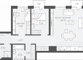Продается 2-комнатная квартира, 77.5 м2, Тюмень, улица Геннадия Райкова, 19