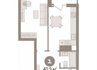 1-ком. квартира на продажу, 40.9 м2, Тюмень, улица Бориса Житкова, 6к1, Восточный округ