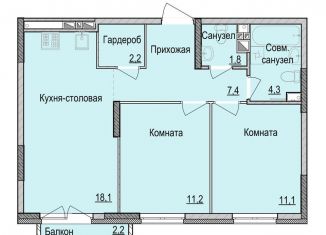 2-комнатная квартира на продажу, 56 м2, Ижевск, жилой район Культбаза