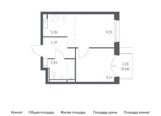 Продажа 2-ком. квартиры, 33.1 м2, посёлок Мирный, ЖК Томилино Парк