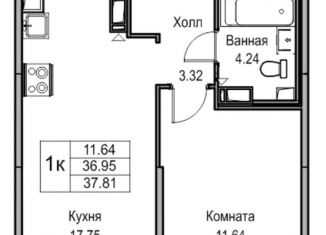 1-комнатная квартира на продажу, 37.8 м2, Санкт-Петербург, метро Беговая, Ивинская улица, 7