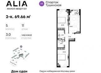 Продам двухкомнатную квартиру, 69.7 м2, Москва, жилой комплекс Алиа, к5, ЖК Алиа