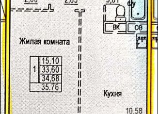 Сдаю в аренду 1-комнатную квартиру, 36 м2, деревня Глухово, Романовская улица