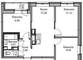 Четырехкомнатная квартира на продажу, 55.6 м2, Санкт-Петербург, Ивинская улица, 19к3, Приморский район