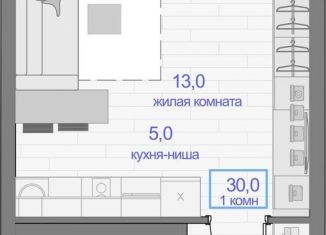 Однокомнатная квартира на продажу, 30 м2, Красноярск, Кировский район