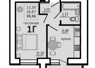 Продается 1-ком. квартира, 33.2 м2, село Засечное, ЖК Весна, Соборная улица, с1