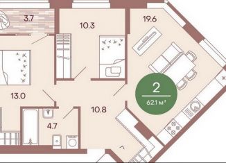 Продам двухкомнатную квартиру, 62.1 м2, Пенза, жилой комплекс Норвуд, с5, Железнодорожный район