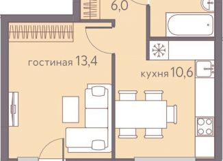 Продается 1-комнатная квартира, 36.2 м2, Пермь, ЖК Погода, Серебристая улица, 14